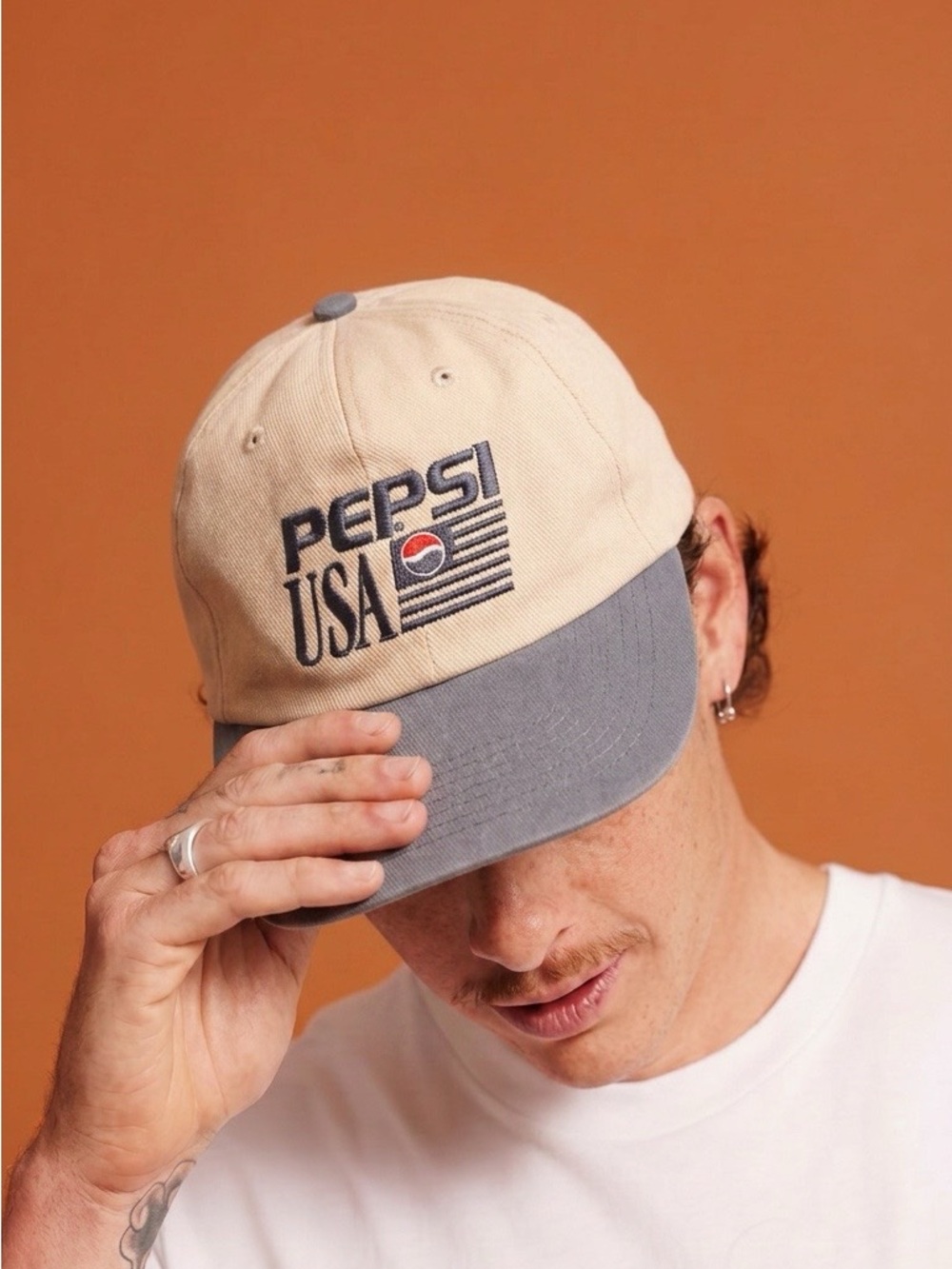 Vintage Pepsi Two-Tone Baseball Cap - Cream Crown & Gray Brim